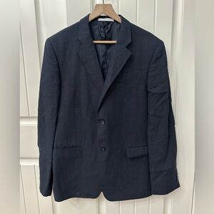 John W. Nordstrom Navy Blue Linen Blazer sz 42 R Ormezzano Linen